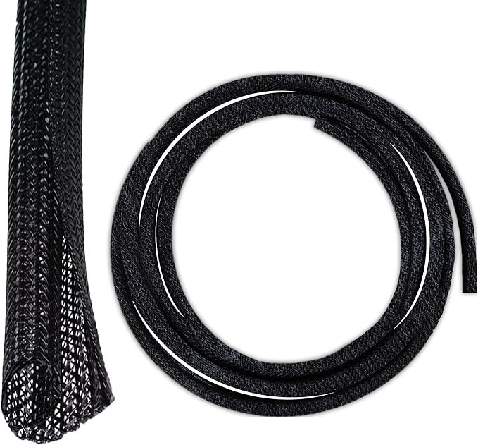 SunGrow Pet Cord Protector, 1/2 Inch Wire Loom Tubing Cable Sleeve, Dog, Cat, Ferret Wire Split Sleeve, Cable Protector Tubing, Restricts Chewing, Polyester Cable Management Sleeve, 10 Feet