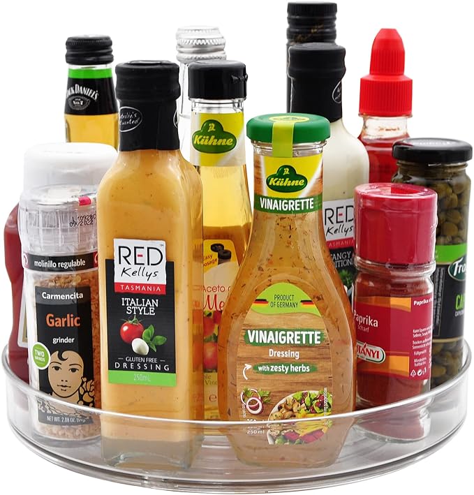 Amolliar Lazy Susan Organizer, 11" 4 Pack, Turntable Organizer for Cabinet | Lazy Susan for Fridge, Kitchen, Pantry Organizer and Storage, Rotating Tray, Spice Rack Condiment, Under Sink Organizer