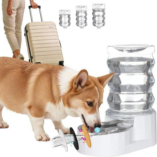 RIZZARI Automatic Gravity Pet Dispenser: Helps Prevent Urinary Stones - Activated Carbon Ion Exchange System - 6.5L Large Capacity Stainless Steel-Ideal for Cats & Small Dogs-All-Day Hydration at Home