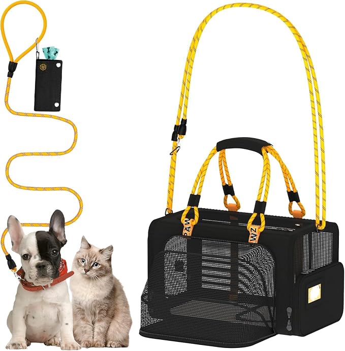 PAWZIDEA Expandable Pet Carrier for Small Cats & Dogs, TSA Airline Approved | 18"×11"×11" Soft-Sided Small Dog Travel Bag, Collapsible Top-Load Cat Carrier for 2 Cats Under Seat, Puppy Car Seat Up 15lbs