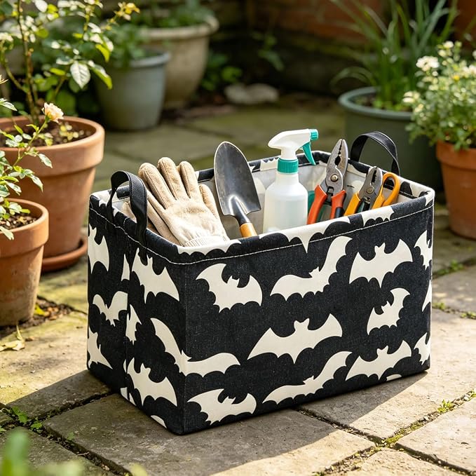 Rectangle Storage Basket with Handles,Collapsible Storage Bin,Books Box,Gift Basket(Bat)