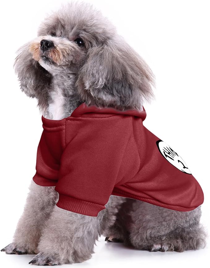 Dog Hoodie Pet Clothes for Small Dogs Thing 2 Printed Hoodies Medium Puppy Hooded Sweatshirt Pullover Outfit(Wine Red,2XL)