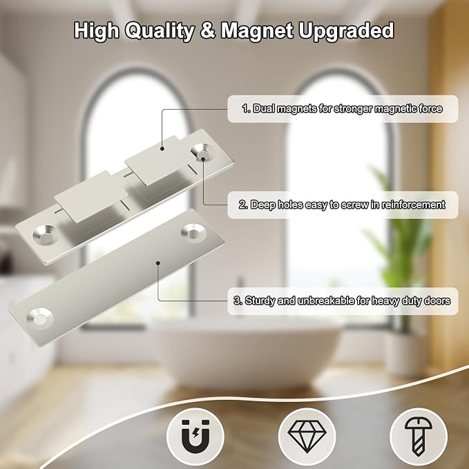 Magnetic Door Catch, Drawer Magnets to Stay Closed, Jiayi 30 LB 2 Pack Cabinet Door Magnets for Closures Wardrobe Cabinets Closet Closing