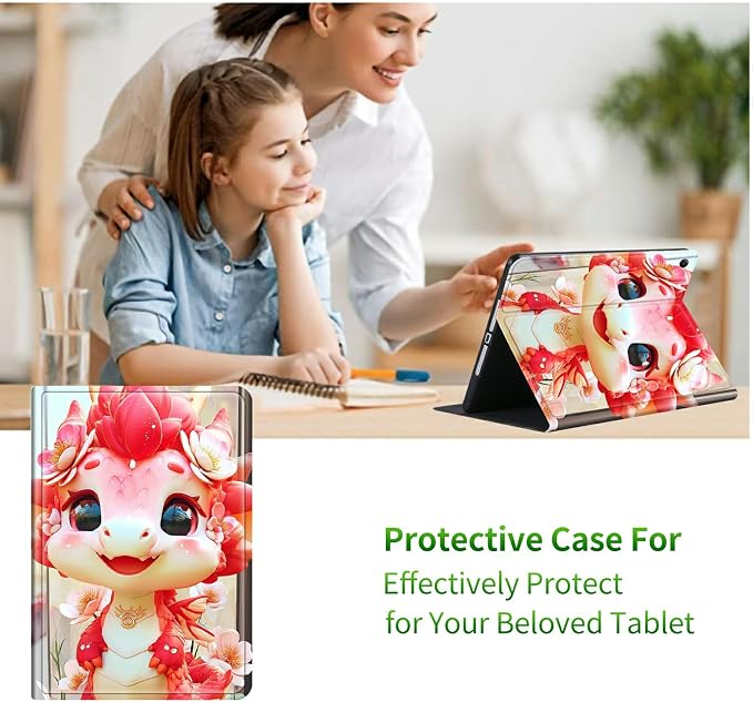 Case for Samsung Galaxy Tab A9+/A9 Plus 11" 2023 (SM-X210/X216/X218) | Slim Leather Smart Cover with Multi-Angle Anti-Slip Stand [Auto Wake/Sleep] Shell for Women Men - Pink Dragon