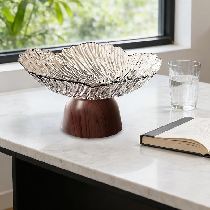 Pedestal Fruit Bowl: Elegant Fruit Bowl with Stand, Decorative Serving Tray And PET Organizer for Dining And Home Parties, white