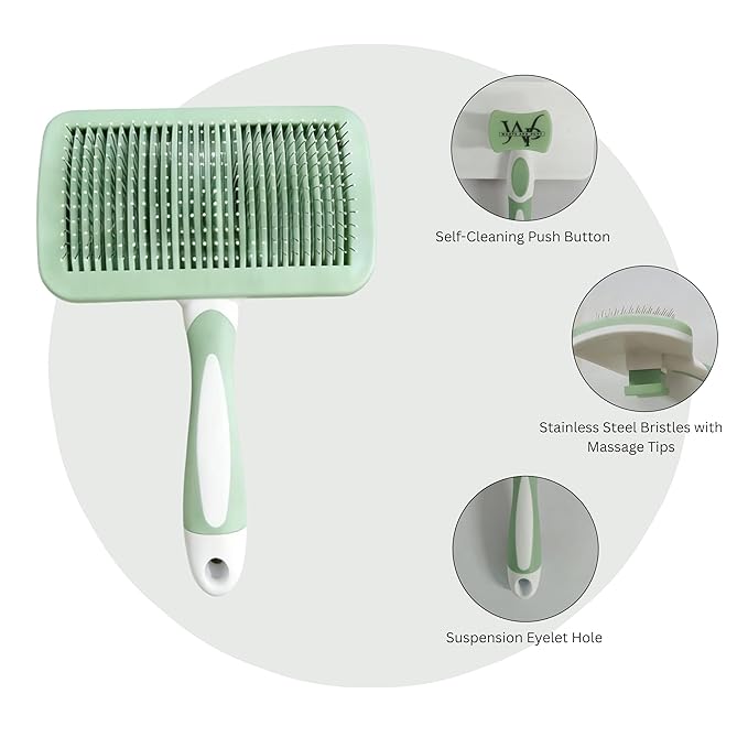 2PCS Self-Cleaning Deshedding Dog & Cat Brush – Skin-Friendly Dog Brush For Shedding Grooming Tool for Dogs, Cats & Puppies | Bath Brush for Shedding, Indoor Cats | Premium Pet Supplies, Green