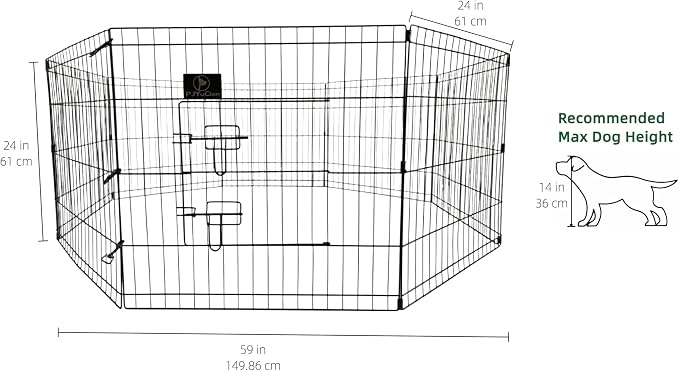 PJYuCien Puppy Playpen with Top Cover & Bottom Pad, 8 Panels 24" H, Gray | 24"W, Small Pet Safe Sanctuary, Foldable Octagonal Pen, Versatile, Indoor & Outdoor, Backyard Pasture, Protects Floors