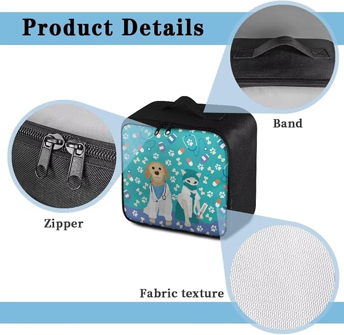 Cute Small First Aid Kit Travel Bag Empty Pet Nurse Medical Bag Empty Medium Portable Travel First Aid Kit Pouch Blue Medical Storage Bag for Car Home Camping Office Workplace School