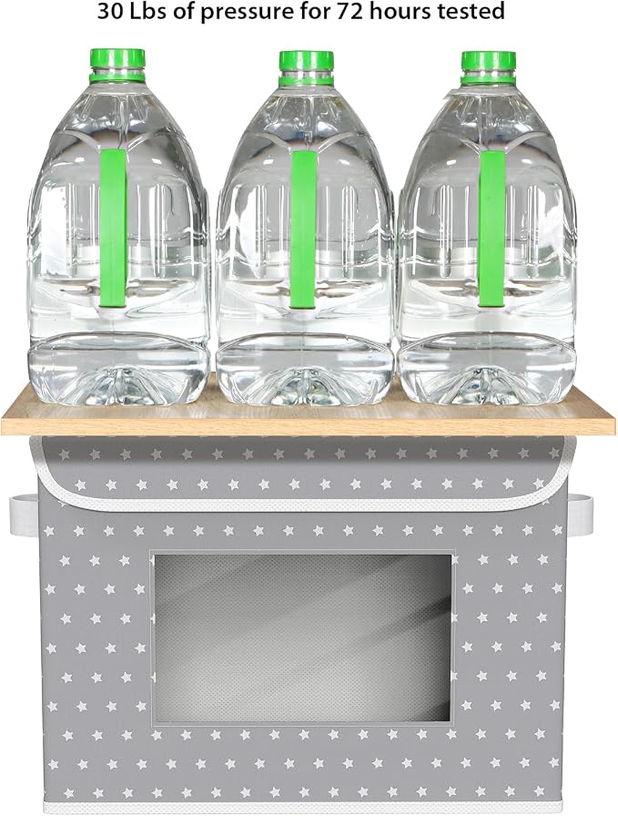 Univivi Fabric Foldable Storage Boxes with Lids, 4 Pack, Gray Star | 17 x 12 x 12 In Large Stackable Storage Bins with Lids, Closet Organizers and Storage Cube Basket for Home, Office, Bedroom