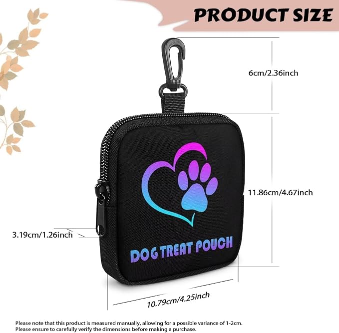 Dog Treat Pouch for Pet Walking and Training with Carabiner Zipper Design Small Dog Training Treat Bag Pack Holder for Puppy Snack Dispenser