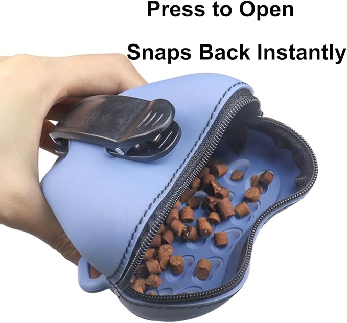 Silicone Dog Treat Pouch with Shoulder Strap and Waist Clip, Zipper Closure Closure to Avoid Spilling, Treat Pouches for Pet Training (Green)