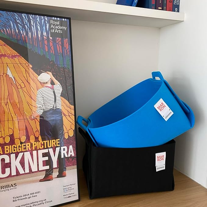 Collapsible Felt CHARCOL Storage Bin Small 7.1"x5.1"x5.1" – Foldable Basket with Handles for Closet, Toy Storage, Laundry Room Organization, Decorative Storage Baskets for Shelves, Nursery