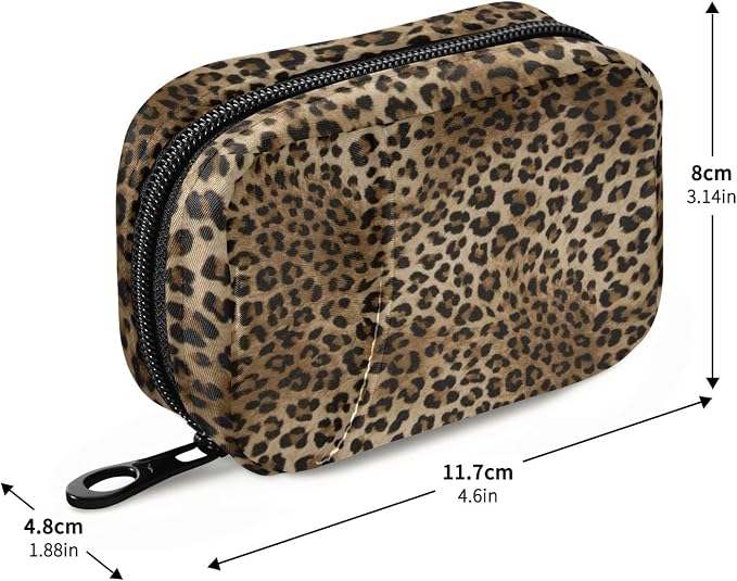 Leopard Print Pill Case, Portable Weekly Pill Box Bag Container 7 Days Pill Organizer Vitamin Supplement Holder with Zipper for Travel Family Business Gym