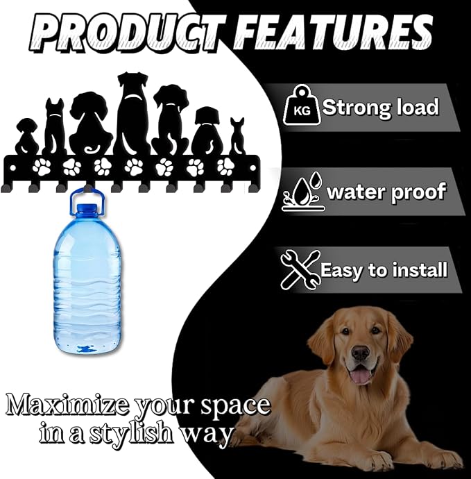 Iron Dog Leash Holder for WallDoorway Hooks, Dog Accessory Holder (QI Zhi GOU BEI Ying)