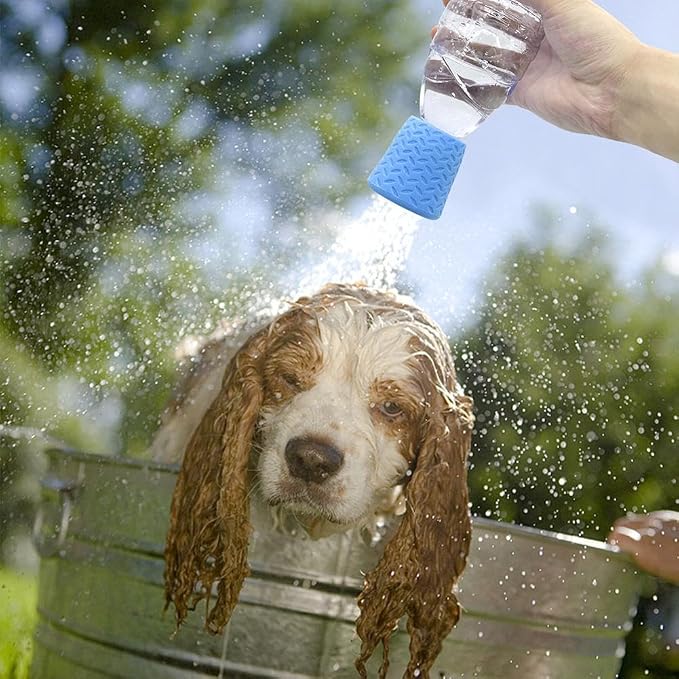 Outdoor Shower for Dogs, Portable Silicone Pet Rinse Sprayer for Water Bottles, Gentle Multi-Hole Outdoor Dog Wash Tool for Camping, Hiking, Beach & Travel, Lightweight Paw (Green)