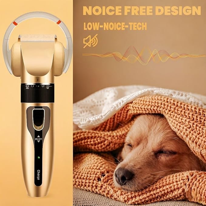 Dog Grooming Kit, Low Noise Professional Dog Grooming Clippers, Dog Hair Trimmer, Rechargeable Cordless Pet Hair Clippers Tools for Dogs Cats Pets