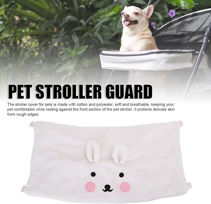 Keenso Pet Stroller Guard, Easy Installation, Protects from Rough Edges, Pet Stroller Front Guard Fits Most (White)