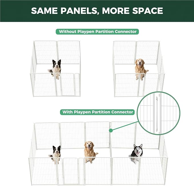 FXW Homeplus Indoor Dog Playpen with Divider Connectors, 40" H, 16 Panels | Calm Indoor Play Area, Two-Zone Layout, For Medium & Large Dogs, Patented