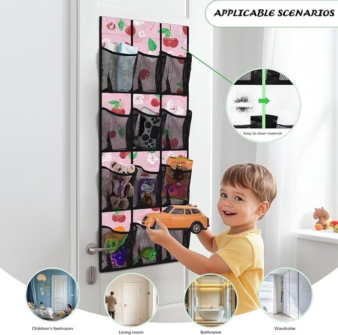 Cherry Blossoms Over the Door Shoe Organizer,Shoe Organizer Door Hanger,Space Saver Shoes Hanger Storage Organizer Bag