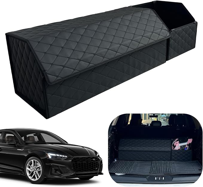 Car Trunk Organizer for For Audi A4 - Custom Fit,Easy Installation，Large Space Outdoor Trunk Organizer with Leather,Hook and Loop Fastener,4-Layer Cover,For Audi A4 2017-2025