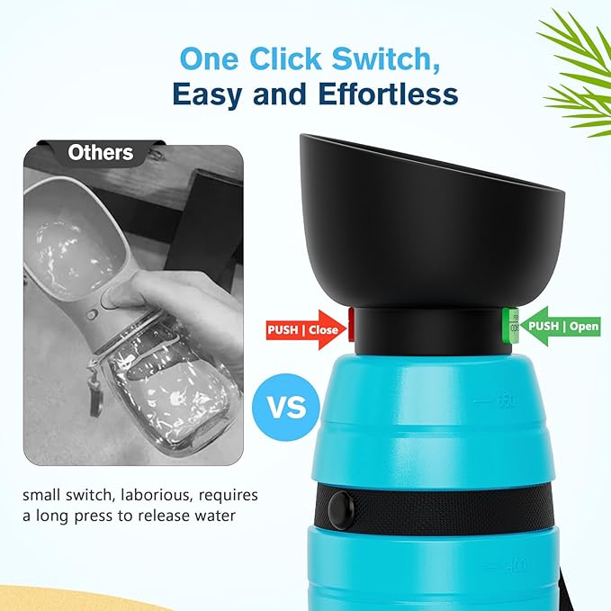 Pecute Portable Dog Water Bottle - 29oz + 7.7oz, Leakproof with Double Seal, Lightweight for Outdoor Walks & Trips