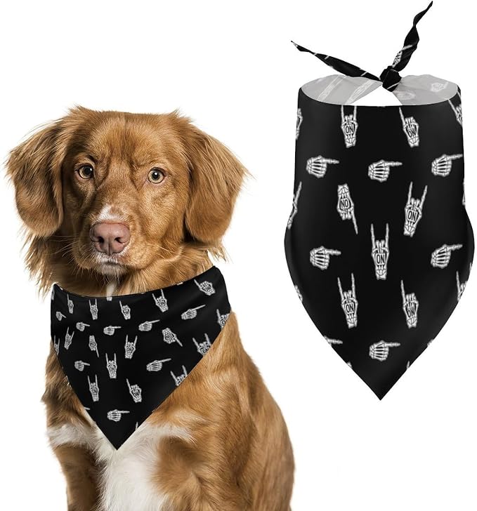 Soft and Lightweight Pet Fashion Scarves for Small, Medium, Large Dogs, Cats Heavy Metal Skull Rock Hand Wedding, Family Party, Casual Daily Use