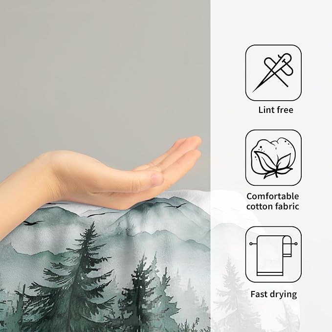 Giwawa Misty Forest Hand Towel Set of 2 Foggy Mountain Woodland Face Towels Watercolor Spring Summer Nature Trees Ultra Soft Washcloth for Bathroom Guest Gym Spa Hotel Season Decor