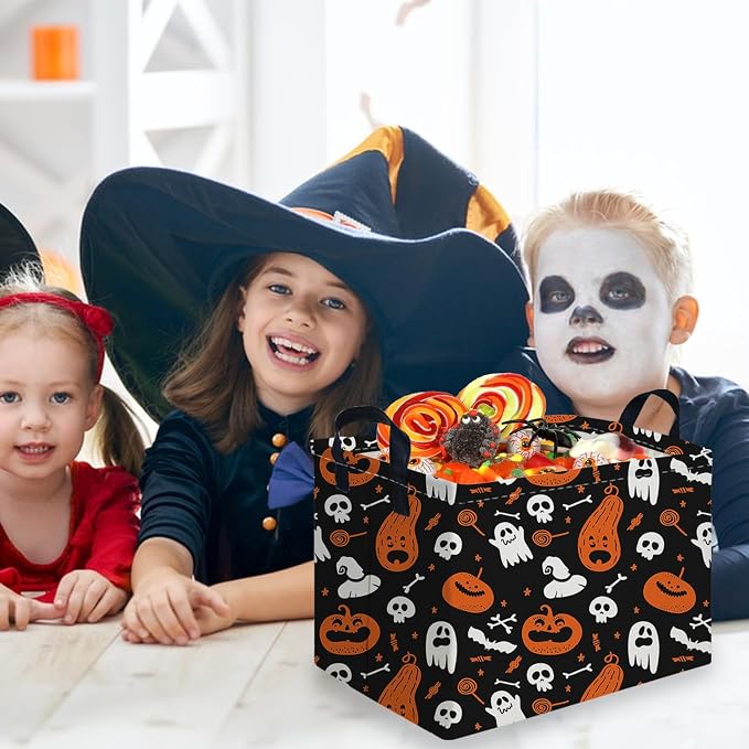 Halloween Ghost thriller basket,Empty Halloween basket,Horror and thriller decor,Trick or Treat Box for Boys and Girls,Horror decor(Cute pumpkin)