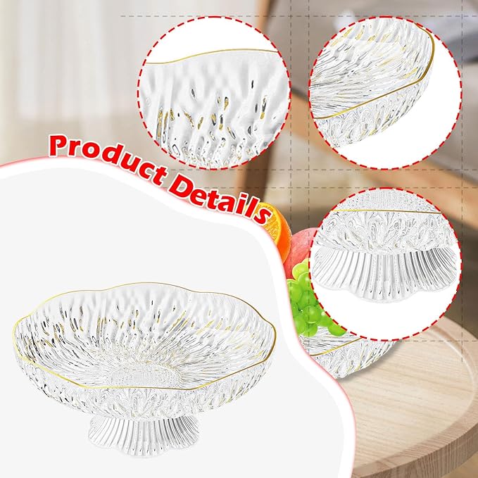 Pedestal Bowl Decoration Tray Luxury Footed Fruit Basket Display Stand for Table Centerpiece Anniversary Kitchen Countertop, F White