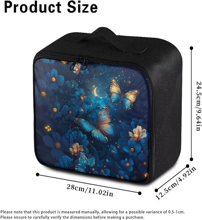 Rnyleeg Blue Flower Butterfly First Aid Bag Empty Pet First Aid Kit with Zipper Pocket Portable Emergency Medicine Tote Bag for Home Car Outdoor Sports