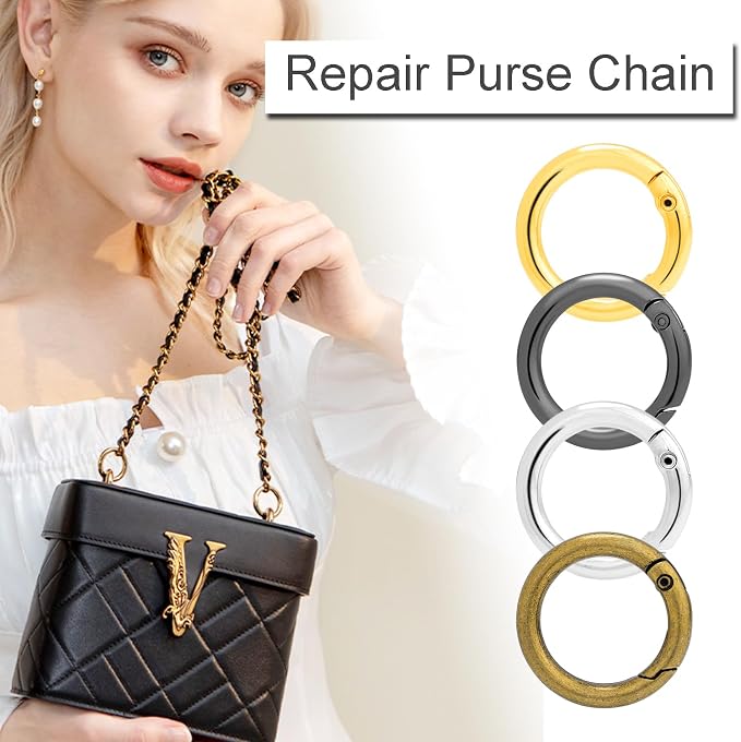 CooBigo 12 Pack Assorted Metal Round Carabiner Clip, 3/4 Inch Trigger Spring O Rings, Spring Snap Clip Hooks Replacement Purse Strap Ring, Paracord Lanyard, Keychain Rings Hardware DIY Crafts Making