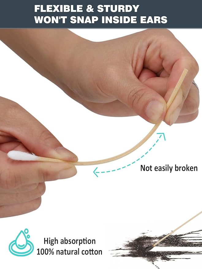 Extra Long Cotton Swabs 6 Inch (400 Count) - Large Round Bamboo Cotton Buds for Dog Ear Cleaning, Deep Detail & Household Reach | Safe & Sturdy Bamboo Handles