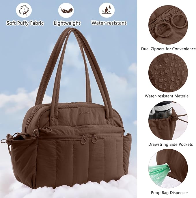 Dog Travel Bag for Supplies, Airline Approved Pet Travel Organizer with 2 Food Containers & Collapsible Bowls, Large Capacity Dogs Tote Bag for Weekend, Stylish Dog Mom Gift for Pet Lovers