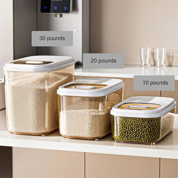 Kitchen Organiser with Sliding Cover Large Capacity Easy Designs Bin for Cereals and Pet Food Storage Slide Lid Rice Bucket