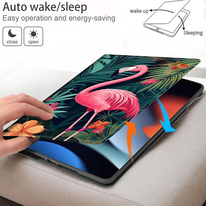 Bxgolkgd Tablet Case for Samsung Galaxy Tab S8 Plus 2022/S7 FE 2021/S7 Plus 2020 12.4 Inch,Shockproof Stand Cover with Heat Dissipation,Auto Wake/Sleep Function,Flamingo Tropical Plants