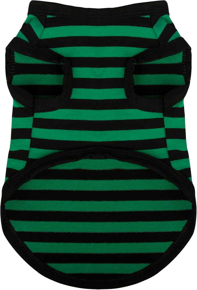 Paiaite Dog Striped Shirt Happy Color Cotton Sleeveless Puppy Tank Top Green L