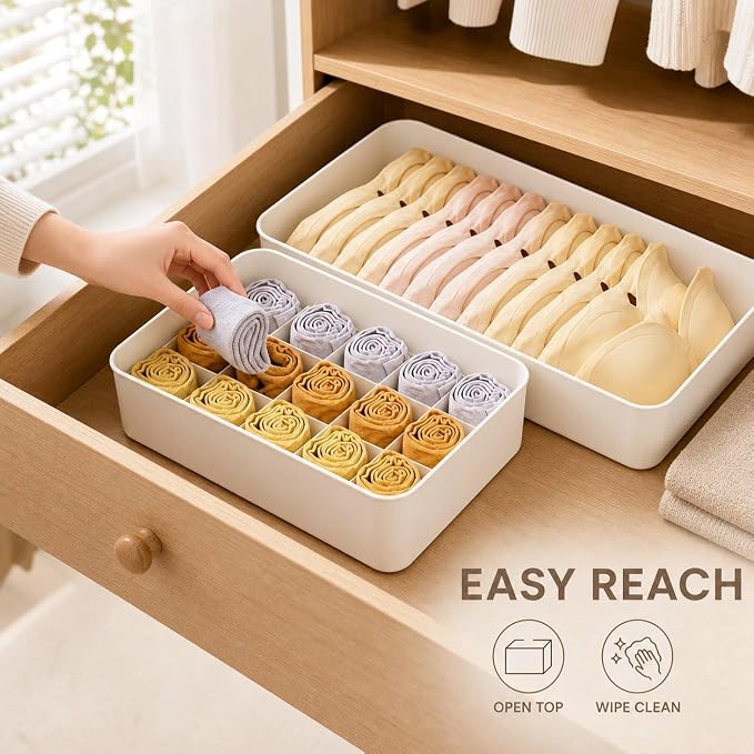 Wardrobe Drawer Divider Organizer, Stackable Drawer Divider for Underwear and Socks, Bedroom Use