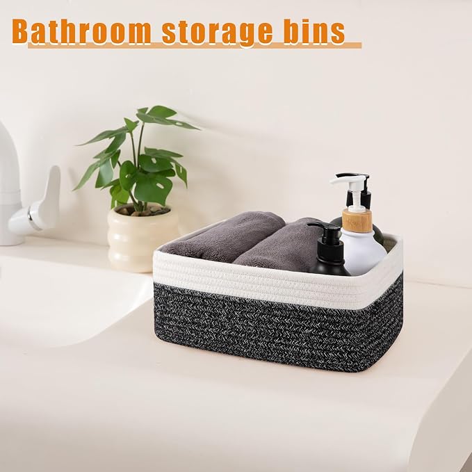 OIAHOMY 4 PACK 7L Storage Baskets for Organizing Storage Bins Black | Small Bins for Shelves Small Storage Basket Shelf Baskets Organizer Baskets for Gifts Empty Cute Decorative Storage Bins