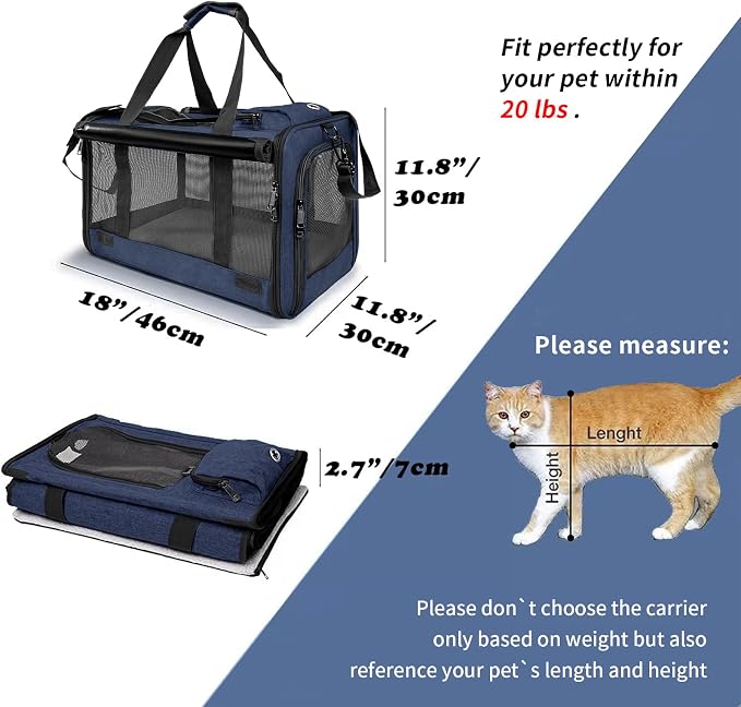 GAPZER Medium Cat Carrier Large Cat 15 lbs+ Soft Pet Car Cage Small Puppy | Privacy Protection Big Kitten Car Travel Cloth Carry Bag up to 20 lbs, Small Animal Portable Mesh Kennel Cage for Vet Visits