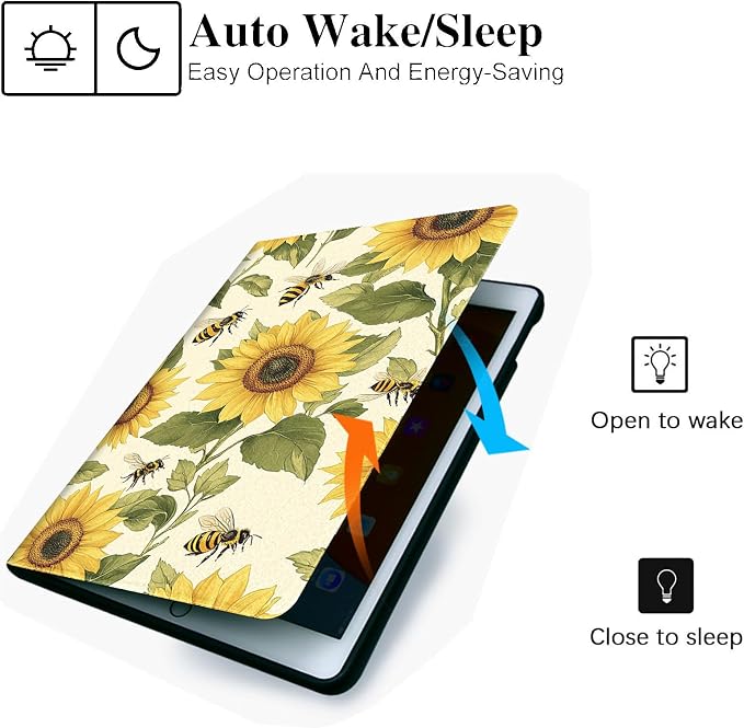 for Microsoft Surface Pro 8-13" 2021 Tablet Case,Auto Wake/Sleep,Adjustable Stand Protective Cover - Sunflower Bee