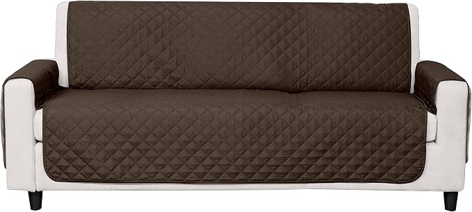 Furhaven Water-Resistant & Reversible Sofa/Couch Cover Protector for Dogs, Cats, & Children - Two-Tone Pinsonic Quilted Living Room Furniture Cover - Espresso/Clay, Sofa