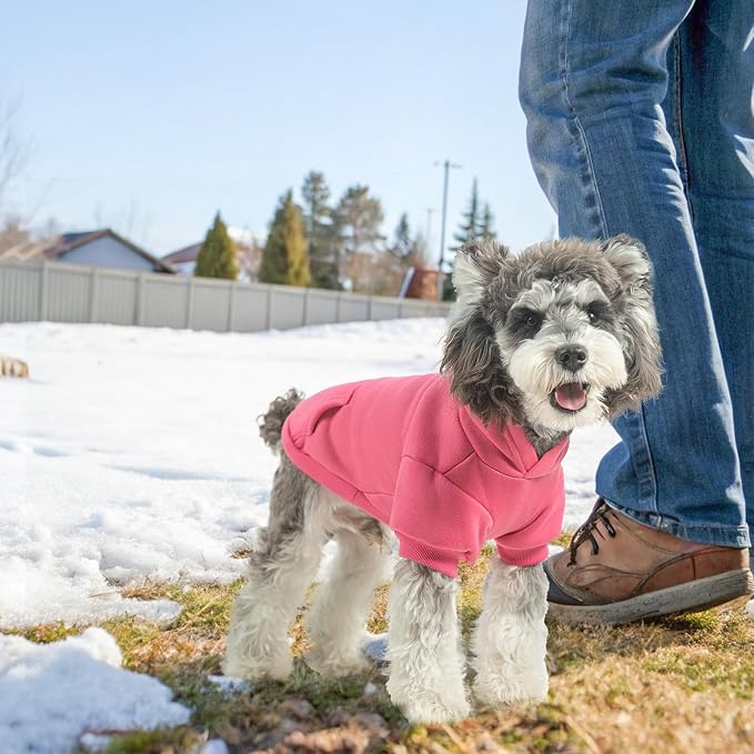SCENEREAL Dog Hoodie Sweaters for Small Medium Large Size Dogs, Fleece Dog Sweatshirt with Hat and Pocket,Soft Cold Winter All Weather Dog Clothes for S to XL Sized Dogs, Pink M