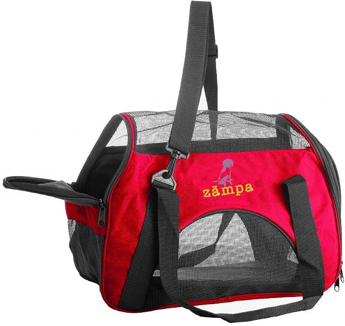 ZAMPA Soft Side Pet Travel Carrier TSA Approved, Under Seat Compatibility, airline approved for Large Cats, Medium Puppys, Small Dogs, 2 Openings, W/Shoulder Strap.