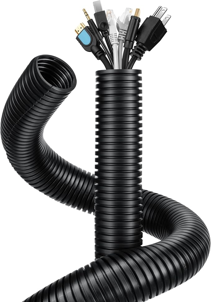 Wire Loom 1 inch 6.6ft, Split Loom, Outdoor Cord Protector | Flexible Wire Conduit Automotive, Wire Protector Tubing, Black