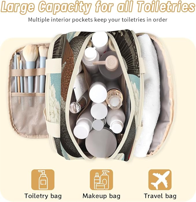 Wood Grouse Travel Toiletry Bag for Women | Serene Forest Lightweight Waterproof Makeup Cosmetic Bag Large Tote Organizer for Traveling, Toiletries, Accessories