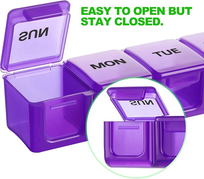 Pill Organizer 7-Day Weekly Pill Organizer | Portable Medicine, Daily Pill Cases for Pills/Vitamin/Fish Oil/Supplements