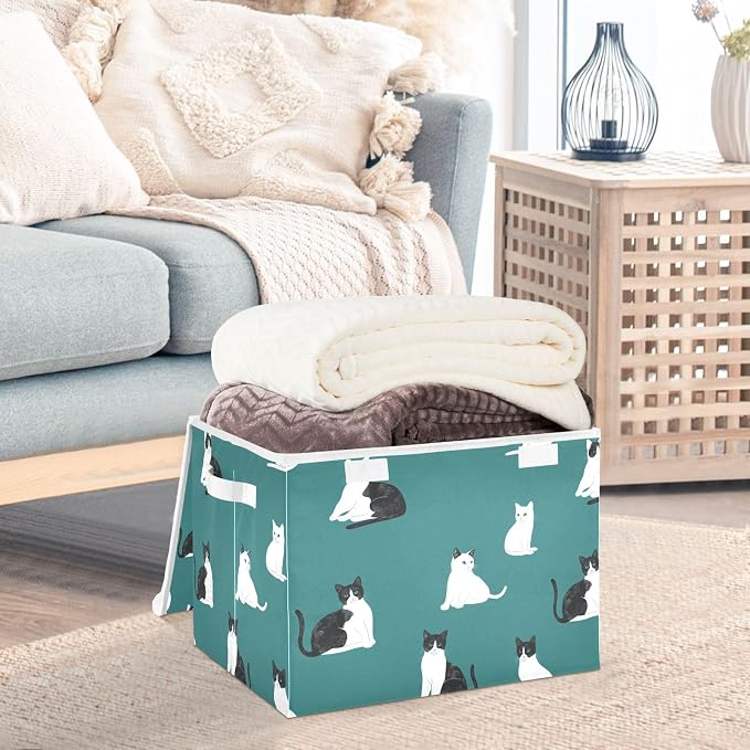 Beauty Manx Cats Teal Storage Container Bins For Organizing Stackable for Clothes Study Room