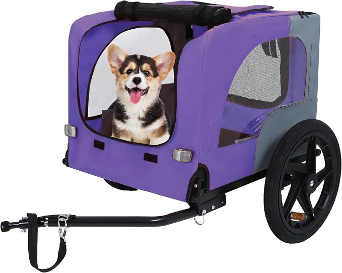 ZeHuoGe Pet Bike Trailer for Small to Medium Pets, Pet Cart Bicycle Wagon,23.62”x17.71” Roomy Cabin, Foldable & Portable, Universal Fit for 20”-29” Bikes