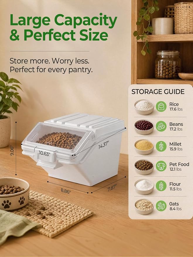 FOHERE 3 Pack Dog Food Storage Container, 40 Lbs Dog Food Bin with Scoop | Moisture Proof Dry Dog Food Container for Cat Treats, Rice, Flour & Baking Supplies, BPA Free