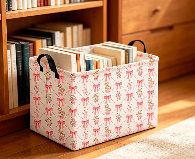 CLOCOR Rectangular Storage Basket Empty,Gift Basket,Waterproof Storage Bin,Room Decor(Spring Flower)